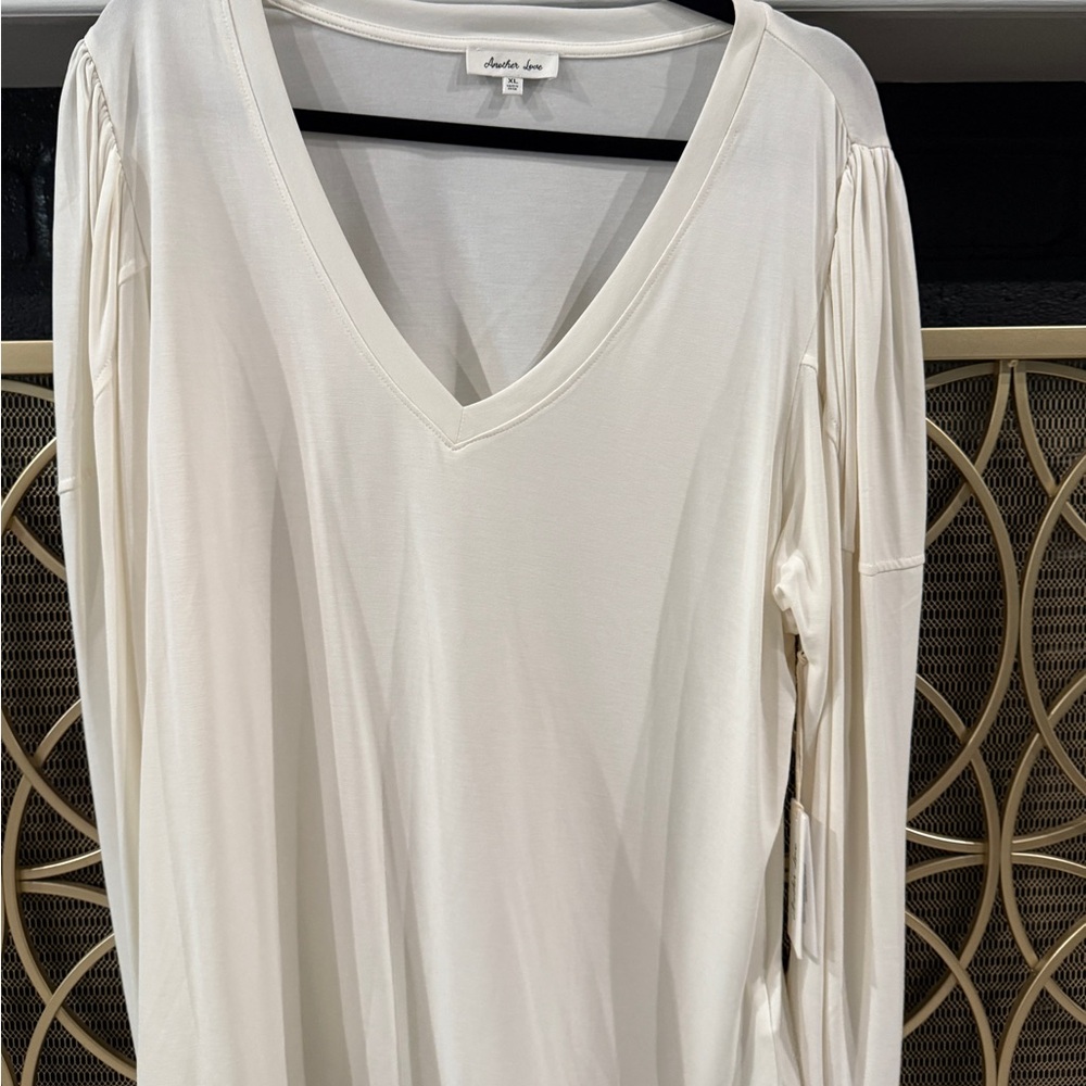 Cream Relaxed Long Sleeve Blouse